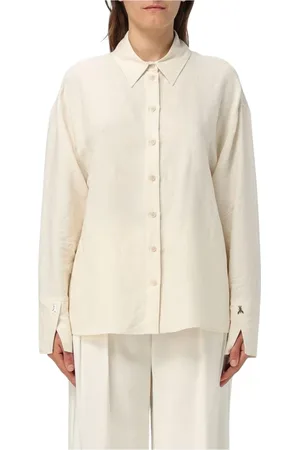 Patrizia Pepe Blouses & Shirts, Dames, , M, Linnen, Elegante Natuurlijke Button-Up Shirt