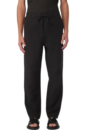 120% Lino Broeken, Heren, Zwart, S, Linnen, Zwarte Linnen Casual Broek