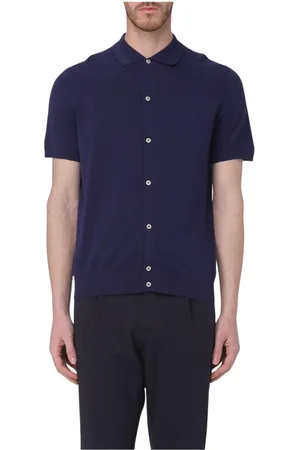 Manuel Ritz Overhemden, Heren, Blauw, S, Blauwe Gebreide Polo Sweater