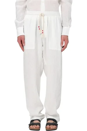 MC2 SAINT BARTH Broeken, Heren, Wit, XL, Linnen, Linnen Casual Broek