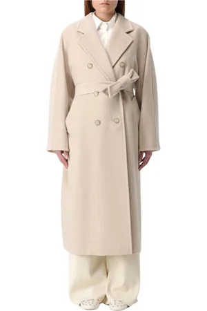 Max Mara Mantels, Dames, , 4Xs, Elegante Wrapjas in Zand