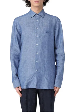 Etro Overhemden, Heren, Blauw, 4Xl, Linnen, Klassieke Witte Overhemd met Lange Mouwen