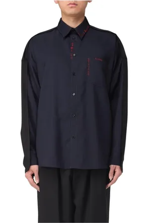 Marni Overhemden, Heren, Blauw, L, Blauwe Panel Shirt voor Mannen