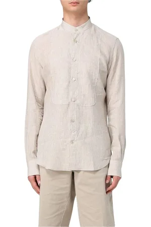 ELEVENTY Overhemden, Heren, , M, Linnen, Mandarin Kraag Slim Fit Overhemd