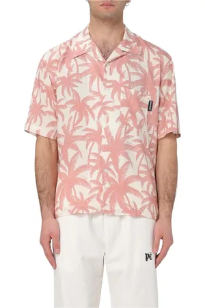 Palm Angels Overhemden, Heren, Roze, M, Roze Palmboomprint Shirt