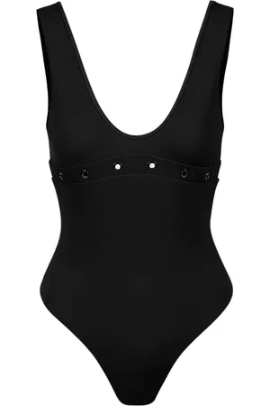 Iceberg Badkleding, Dames, Zwart, M, Zwarte badpak met metalen studs onder de buste