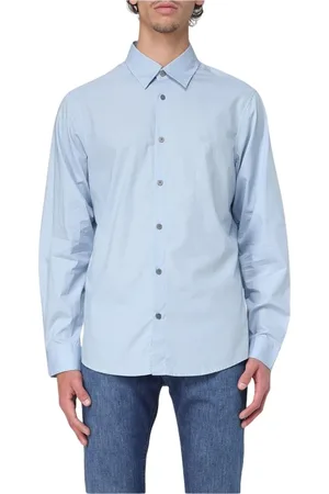 Armani Exchange Overhemden, Heren, Blauw, XL, Katoen, Witte Katoenen Overhemd Klassiek Ontwerp