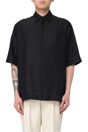 Fendi Overhemden, Heren, Zwart, M, Oversized Korte Mouw Shirt Mannen