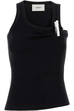 COPERNI Tops, Dames, Zwart, S, Katoen, Zwarte Katoenen Tanktop