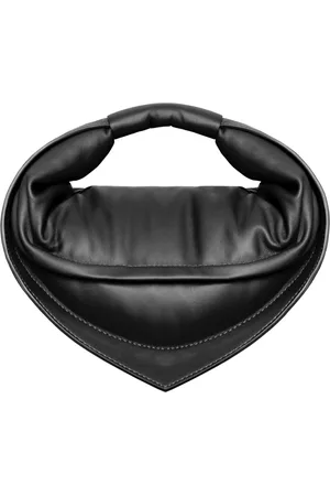 Federico Cina Tassen, Dames, Zwart, ONE Size, Katoen, Zwarte Lamsskin Mini Tas met Versterkt Handvat