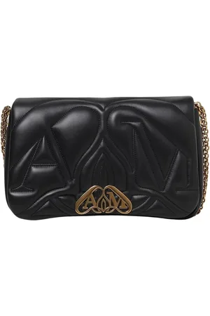 Alexander McQueen Tassen, Dames, Zwart, ONE Size, Gewatteerde schoudertas in zwart