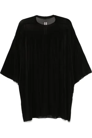 Rick Owens Tops, Heren, Zwart, ONE Size, Zwart Crew Neck T-shirt Italië