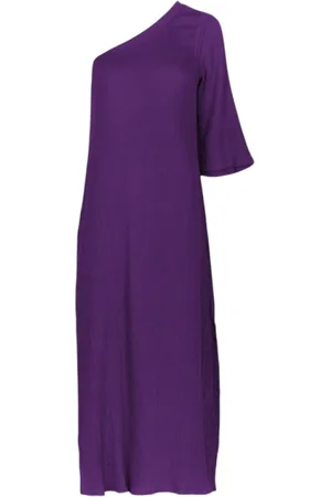 MARE DI LATTE Kleedjes, Dames, Paars, M, Katoen, Asymmetrische Katoenen Gaze Lange Jurk
