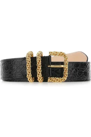 By Far Accessoires, Dames, Zwart, M, Zwart leren Katina riem