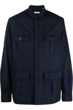 Boglioli Jassen, Heren, Blauw, L, Wol, Cargo-Pocket Shirt