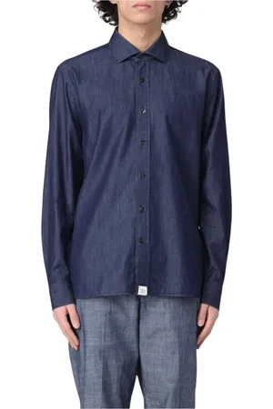 Peuterey Overhemden, Heren, Blauw, L, Denim, Blauwe Denim Shirt voor Mannen