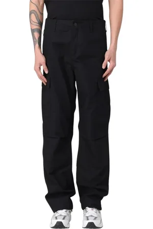 Carhartt Broeken, Heren, Zwart, W33, Katoen, Zwarte Cargo Broek met Meerdere Zakken