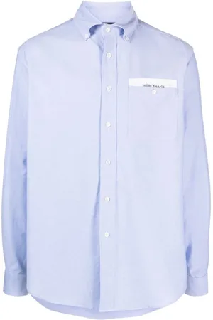 Palm Angels Overhemden, Heren, Blauw, S, Katoen, Blauwe Sartorial Tape Overhemd