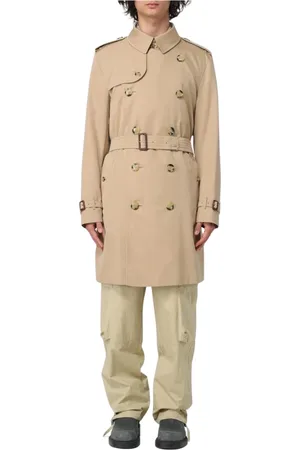 Burberry Mantels, Heren, Geel, S, Katoen, Tijdloze Honing Trenchcoat