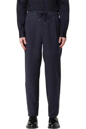Giorgio Armani Broeken, Heren, Blauw, M, Linnen, Blauwe Linnen Casual Broek