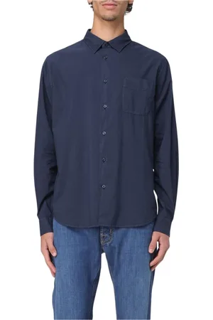 Woolrich Overhemden, Heren, Blauw, L, Katoen, Klassiek Blauw Katoenen Overhemd