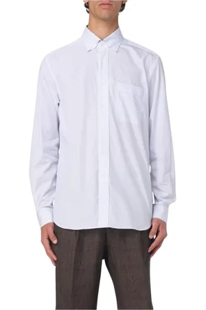 corneliani Overhemden, Heren, Blauw, L, Katoen, Blauw Gestreept Katoenen Overhemd
