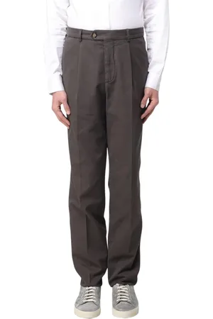 Brunello Cucinelli Broeken, Heren, Bruin, S, Katoen, Witte Geplooide Katoenen Broek
