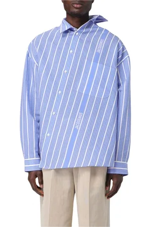 Jacquemus Overhemden, Heren, Blauw, S, Katoen, Gestreept katoenen overhemd in blauw