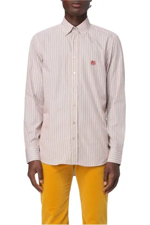 Etro Overhemden, Heren, Veelkleurig, L, Katoen, Gestreept shirt met lange mouwen in groen