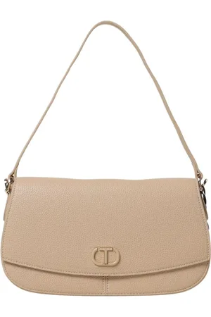Twin-Set Tassen, Dames, , ONE Size, Leer, Zwarte leren crossbodytas