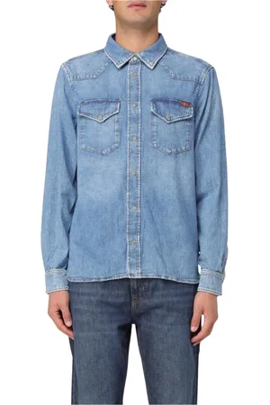 7 for all Mankind Overhemden, Heren, Blauw, S, Denim, Western Style Denim Overhemd