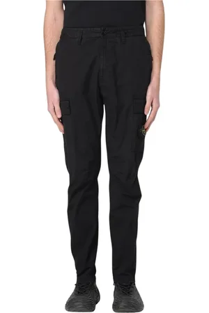Stone Island Broeken, Heren, Zwart, W38, Katoen, Cargo Broek met Meerdere Zakken