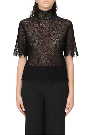 Alexander McQueen Blouses & Shirts, Dames, Zwart, M, Stijlvolle Gebreide Top met Intrigerende Details