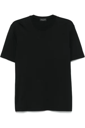 Roberto Collina Tops, Heren, Zwart, XL, Katoen, Zwart Katoenen Crew Neck T-shirt