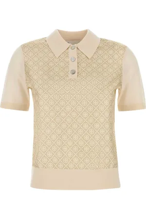 Tory Burch Tops, Dames, , S, Wol, Ivory Wool Polo Shirt