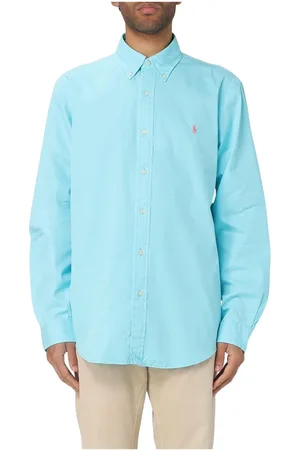 Ralph Lauren Overhemden, Heren, Blauw, M, Katoen, Roze Oxford Overhemd Lange Mouwen