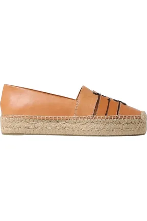 Tory Burch Schoenen, Dames, Bruin, 38 EU, Leer, Bruine Cut Out Espadrille Flats