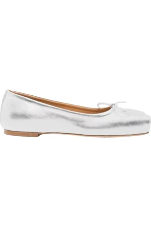 Aeyde Schoenen, Dames, Grijs, 36 EU, Leer, Zilveren Ballet Flats