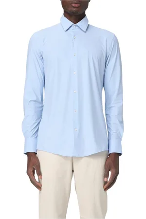 HUGO BOSS Overhemden, Heren, Blauw, 5Xl, Katoen, Blauwe Klassieke Pasvorm Boss Overhemd