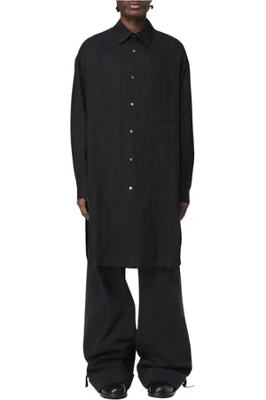 ANN DEMEULEMEESTER Overhemden, Heren, Zwart, L, Katoen, Zwarte Kraag Trui Stijlvol Modern Ontwerp