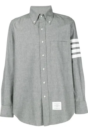 Thom Browne Overhemden, Heren, Grijs, S, Katoen, Casual Shirts