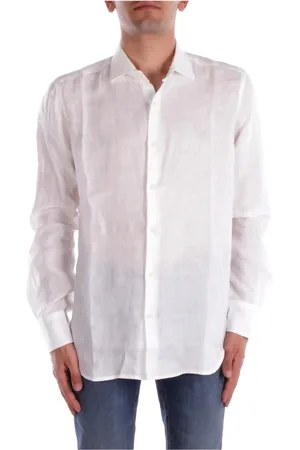 MC2 SAINT BARTH Overhemden, Heren, Wit, XL, Linnen, Witte Linnen Knoopshirt