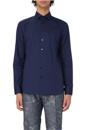 Etro Overhemden, Heren, Blauw, 2Xl, Katoen, Blauw Overhemd met Lange Mouwen, Klassieke Pasvorm