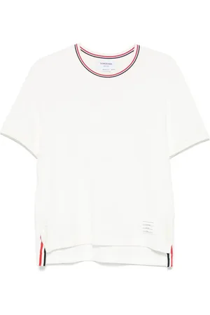 Thom Browne Tops, Heren, Wit, XL, Witte Crew Neck Korte Mouw T-shirt