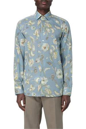 Etro Overhemden, Heren, Blauw, M, Katoen, Blauwe Bloemenoverhemd