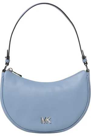 Michael Kors Tassen, Dames, Blauw, ONE Size, Elegante Leren Handtas met Gouden Accenten