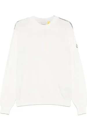 Moncler Sweatshirts & Hoodies, Heren, Wit, S, Witte Logo Crew Neck Sweater