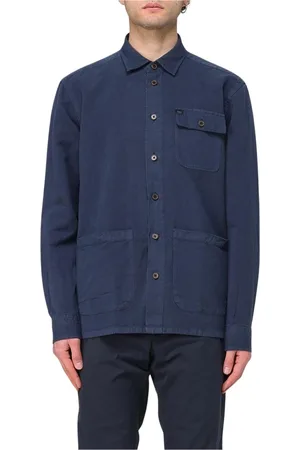 FAY Overhemden, Heren, Blauw, M, Katoen, Bruine Katoenen Overhemd met Zakken