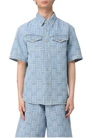 Kenzo Overhemden, Heren, Blauw, M, Katoen, Blauw Geweven Shirt Stijlvol Mannen