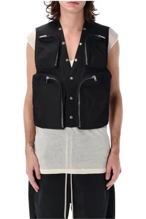 Rick Owens Jassen, Heren, Zwart, L, Nylon, Mouwloos Pakvest